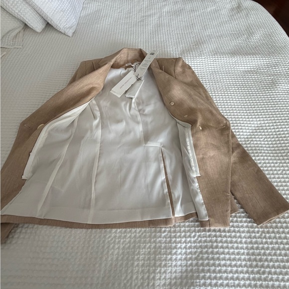 Veronica Beard Beige-Tan Double-Breasted Linen-Blend BlazerNWT - Picture 4 of 4